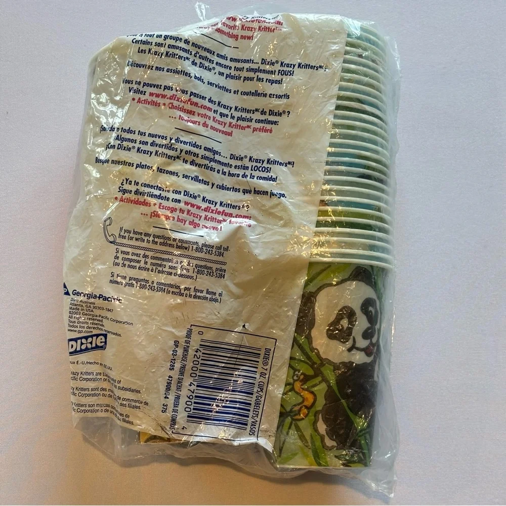 VINTAGE Dixie Krazy Kritters Disposable Cups‎ Open Bag 7oz Cups
